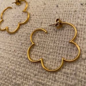 Julie Vos Gardenia Flower Gold Hoops